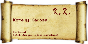 Koreny Kadosa névjegykártya